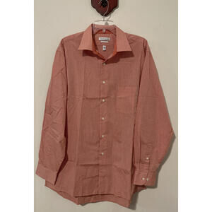 Van Heusen Mens 17.5 XL Red Plaid Regular Fit Collared Shirt! A6330